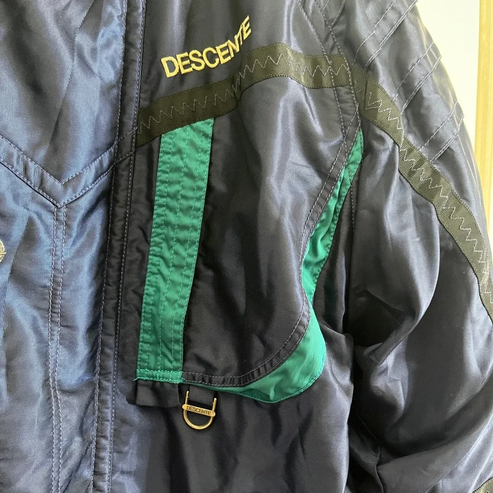 VTG Descente Men's Navy Teal Ski Snowboard Jacket Hooded Zip Up‎ Winter size XL